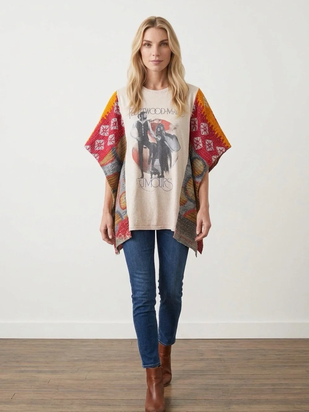 Handcrafted Upcycled FLEETWOOD MAC Kantha Tunic NWT One Size - Picture 2 of 12